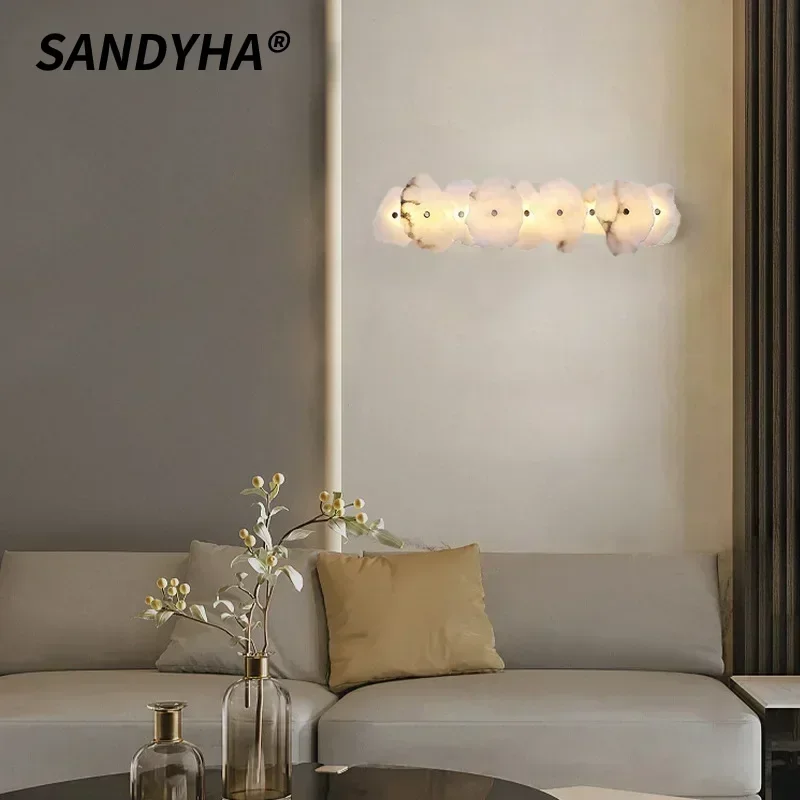 

SANDYHA Elegant Minimalist Marble LED Wall Lamps Stylish Bedside Lighting for Bedroom Dining Room Living Space Corridor Home