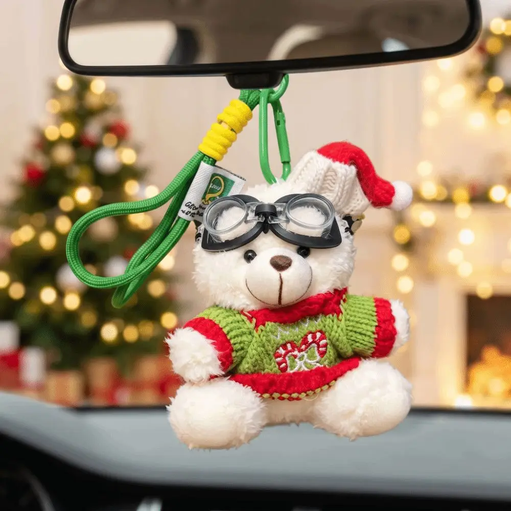 Stuffed Animal Knit Sweater Bear Soft Fleece Knitted Outfit Goggles Plush Pendant Durable Vibrant Colors Christmas Doll Keychain