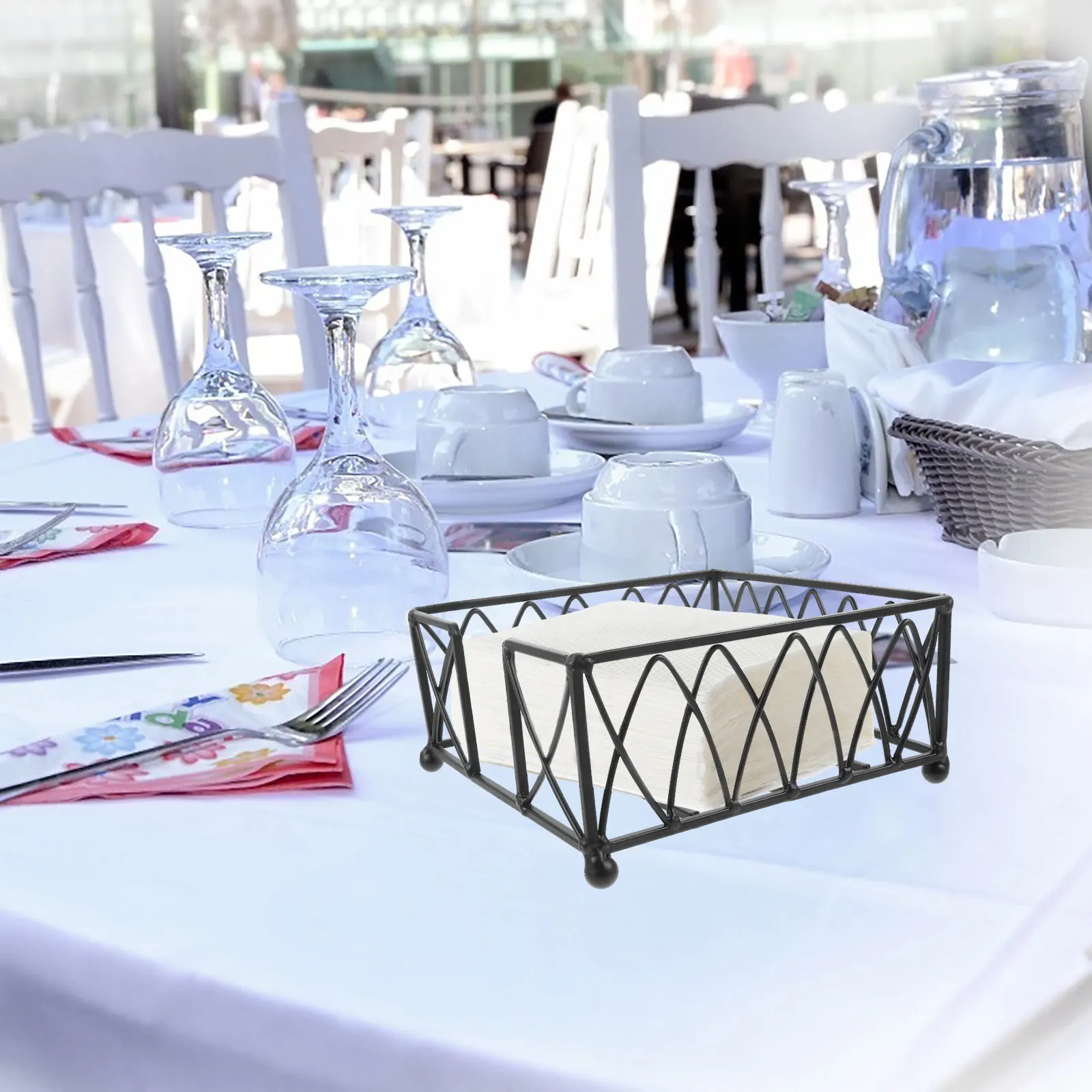 

Napkin Holder Square Metal Tissue Holder Strong Decorative Napkin Stand for Table Kitchen Bar Restaurant Dining Room