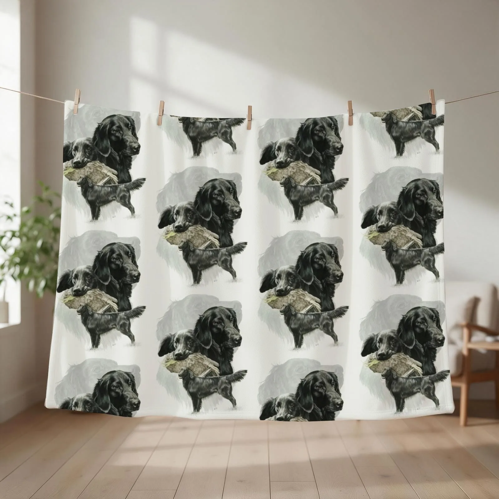 Flat-coated Retriever Medley Throw Blanket Plaid on the sofa Blankets For Sofas christmas gifts Sofas Blankets