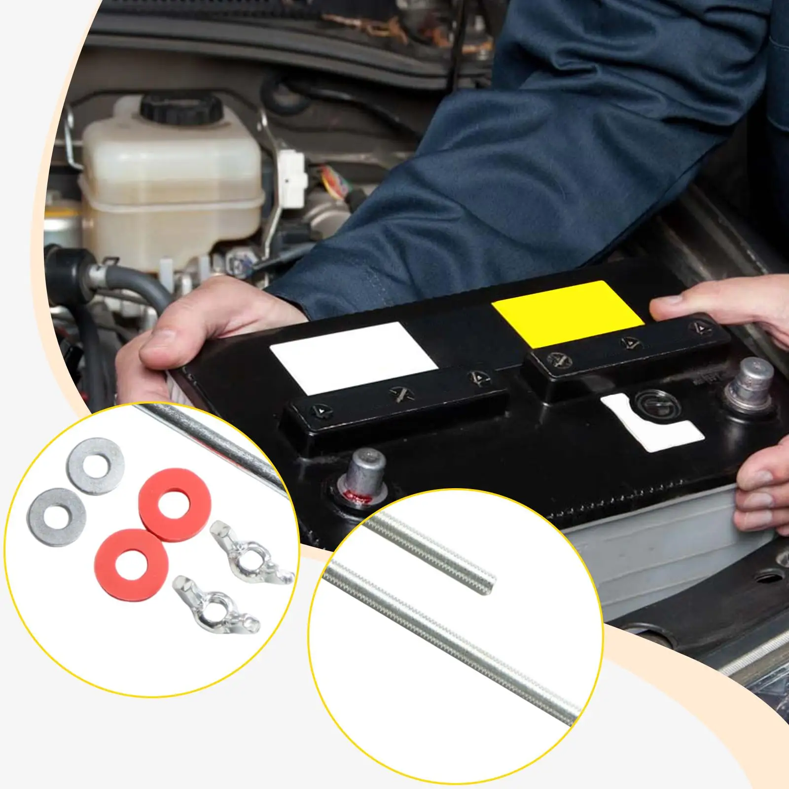 Easy Install Metal Battery Hold Down Bracket Hardware Kit Auto Tie Down Bolts Nuts Washers for Car Truck SUV Application