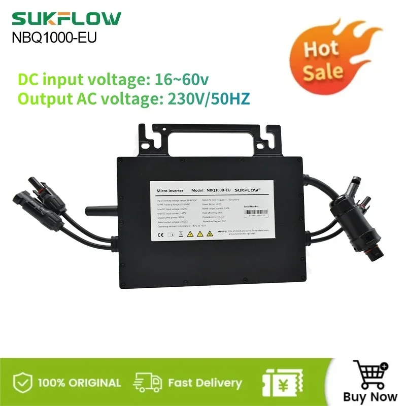 

Sukflow Micro Inverter 1000W 230V 96% Efficiency Compact Size Solar Energy Conversion Micro Solar Grid Tie Inverter With WIFI