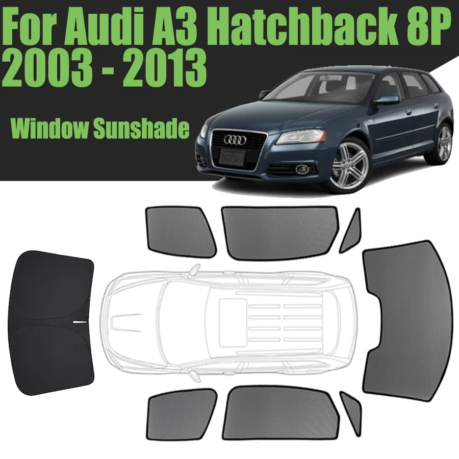 

Custom Car Window Sunshade For Audi A3 Sportback Hatchback 8P 2003 - 2013 Magnetic Curtain Mesh Front Windshield Frame Curtain