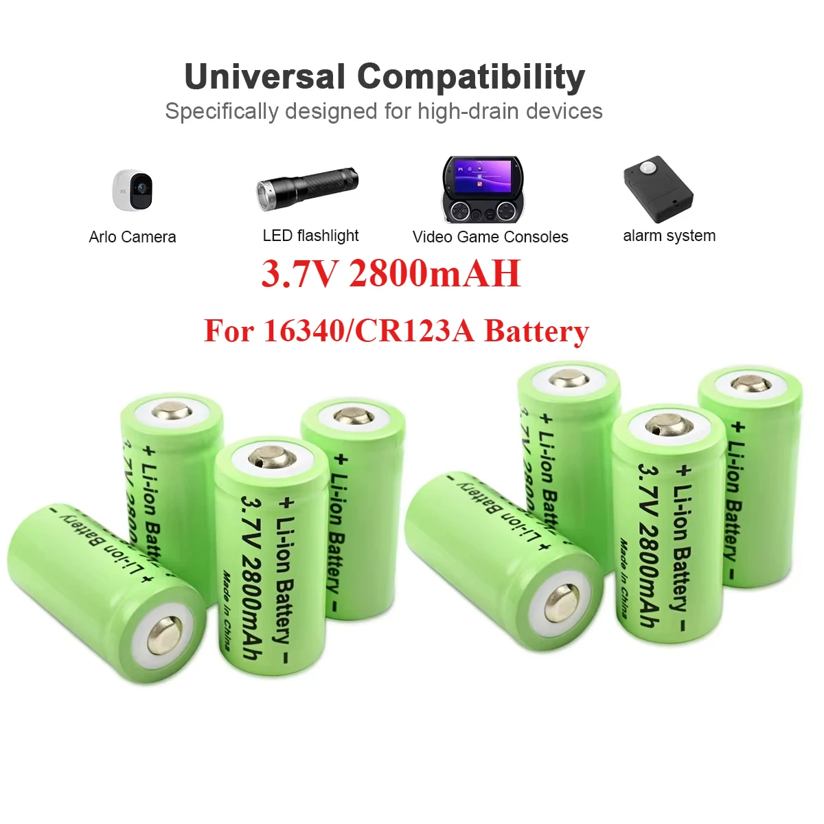 2-20PCS 2800mAh CR123A Rechargeable Battery 3.7V Li-ion 16340 Batteries for LED Flashlight Travel 16340 CR123A Battery