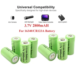 2-20PCS 2800mAh CR123A Rechargeable Battery 3.7V Li-ion 16340 Batteries for LED Flashlight Travel 16340 CR123A Battery