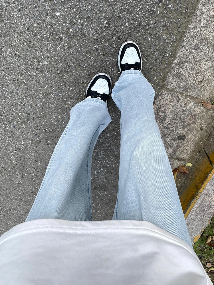 

Мужские прямые джинсы Cleanfit светло-голубого цвета с высокой талией, летние, тонкие, свободного кроя, повседневные, молодежный тренд