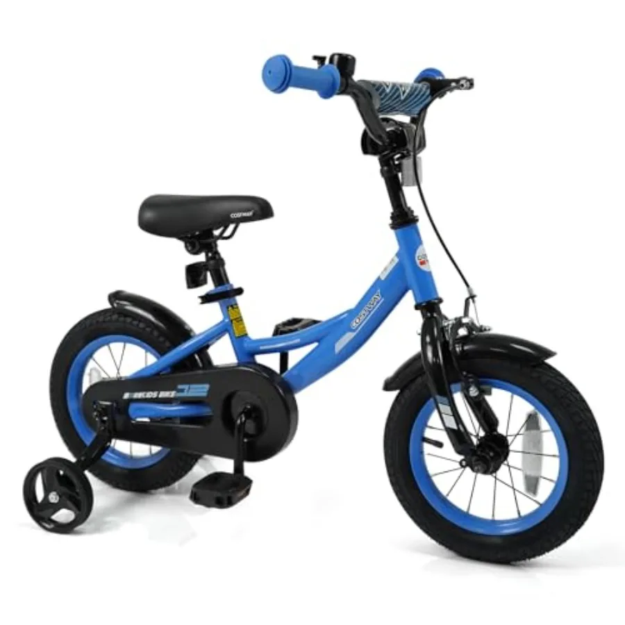 

12 Inch Toddler Bicycle for 3-8 Years Old with Removable Training Wheels Dual Brakes Adjustable Seat and Handlebar Height Blue