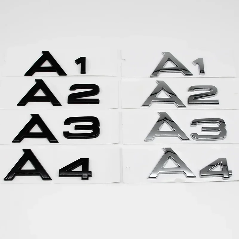 

ABS 3D Letter Sticker Logo Car Trunk Lid Letter Sticker Chrome Light Black Bright Silver For Audi A3 A4 A5 A6 A7 A8 Q2 Q3 Q5 Q7