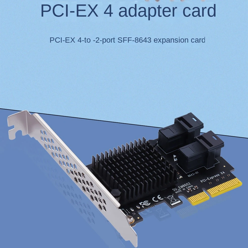 Tarjeta de expansión VO PCI-E a SFF-8643, tarjeta de expansión de 2 puertos PCI-EX4 a U2 NVME, adaptador de disco duro, tarjeta sin división de doble puerto