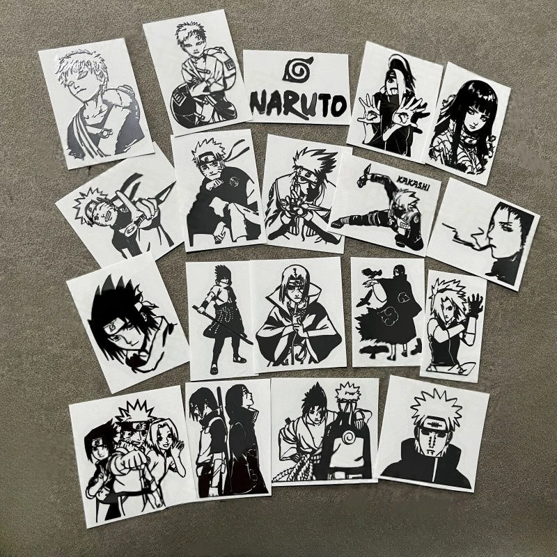 Naruto Metal Stickers Anime Figure Kakashi Uchiha Sasuke Hinata Sakura Metal Stickers DIY Phone Shell Headset Laptop Paster Toy