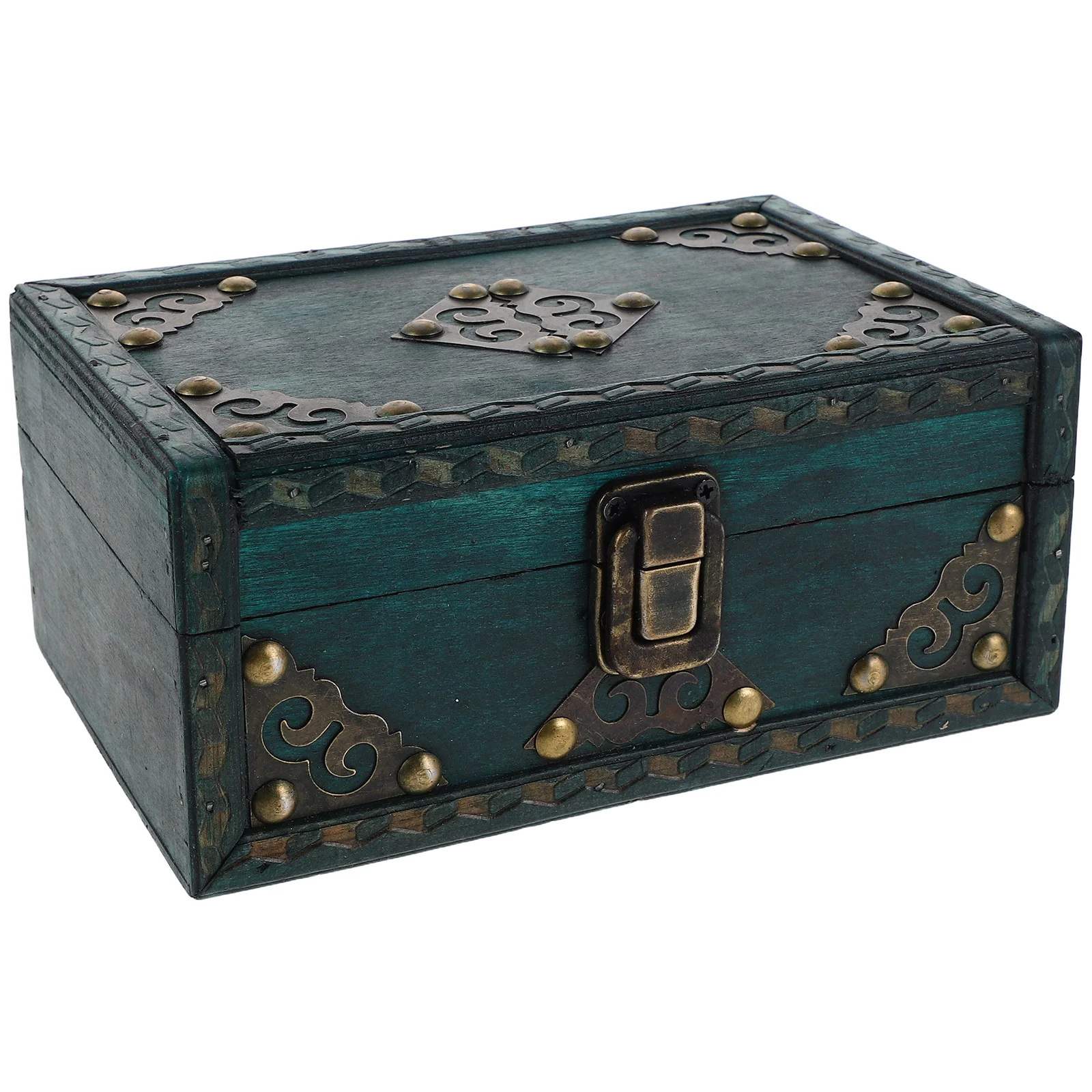 

Vintage Wood Jewelry Box Desktop Solid Wood Lid Retro Treasure Chest Decorative Storage Case Jewelry Organizer Trinket Box