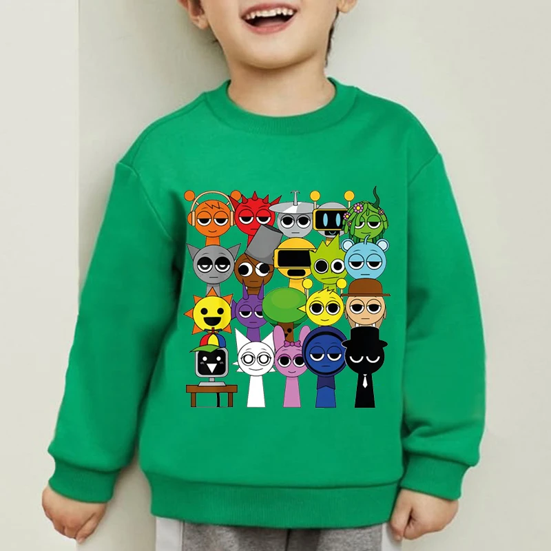 

Kids Clothes Girls Sprunki Cartoon Hoodies Harajuku Pullovers Y2k Boys Sweatshirt Crew Neck Tops