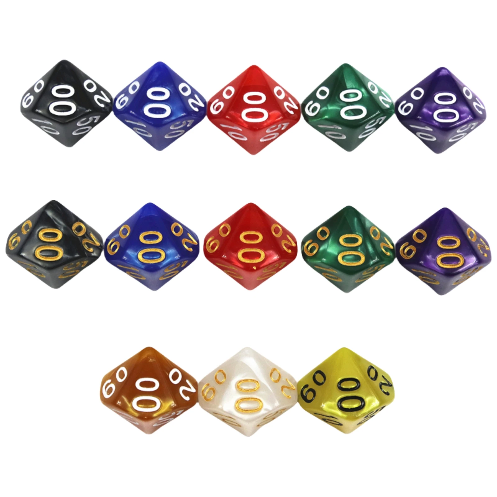 10pcs D10(00-90) Dice Marble Effect Polyhedral Dice for Board Game DND COC RPG