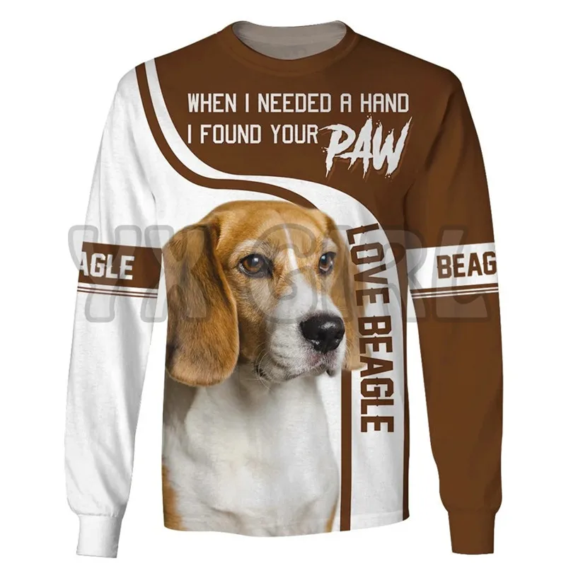 

When I Needed A Hand I Found Your Paw Beagle 3d All Over Printed Sweatshirts Men For Women Pullovers Unisex Tops 01