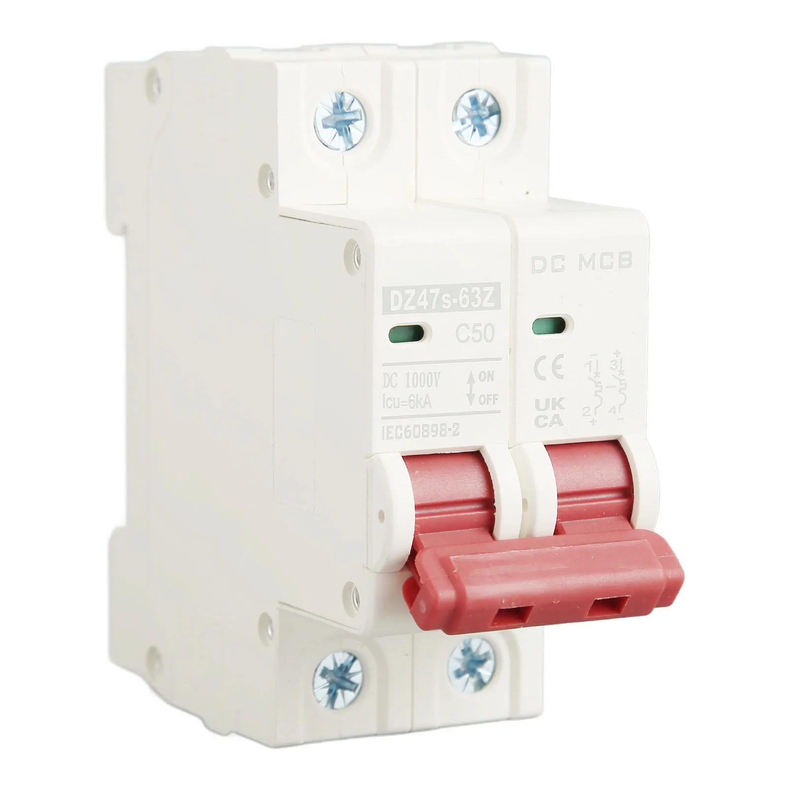 

DC Circuit Breaker 6000A Breaking Capacity Short Circuit Protection PV Circuit Breaker 2P 50A 1000V