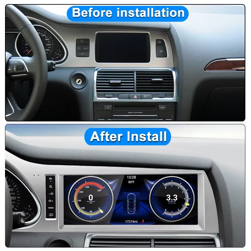10.25 Inch Carplay Android 14 For Audi Q7 4L 2005 - 2011 Android Car Radio Video Multimedia Player Head Unit Bluetooth 4G WiFi