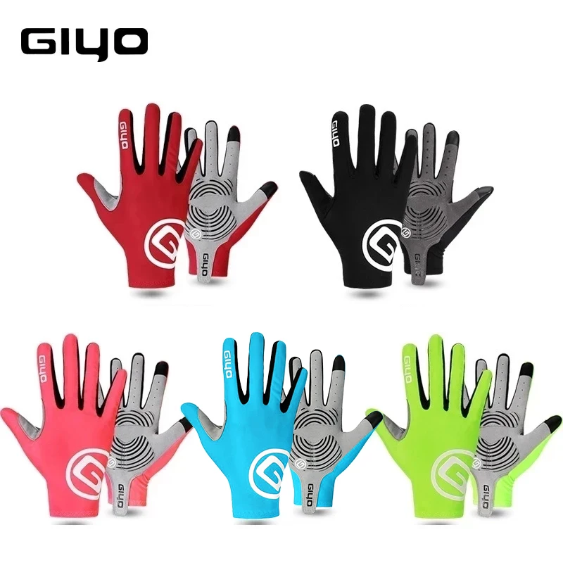 Giyo Cycling Full Finger Gloves Lycra Fabric Mittens Autumn Winter Bicycle Long Gloves Anti-slip for MTB Road Bike Equipment