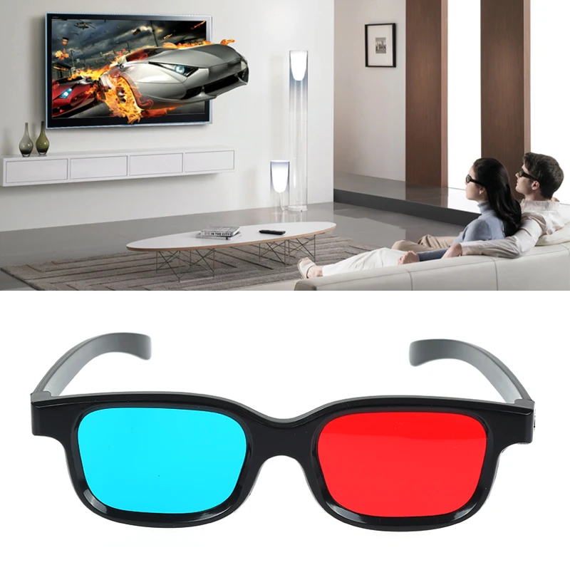 Universal Black Frame Red Blue Cyan Anaglyph 3D Glasses 0.2mm Cheap 3D Glasses For LED Projector Movie Game DVD Anaglyph Movie