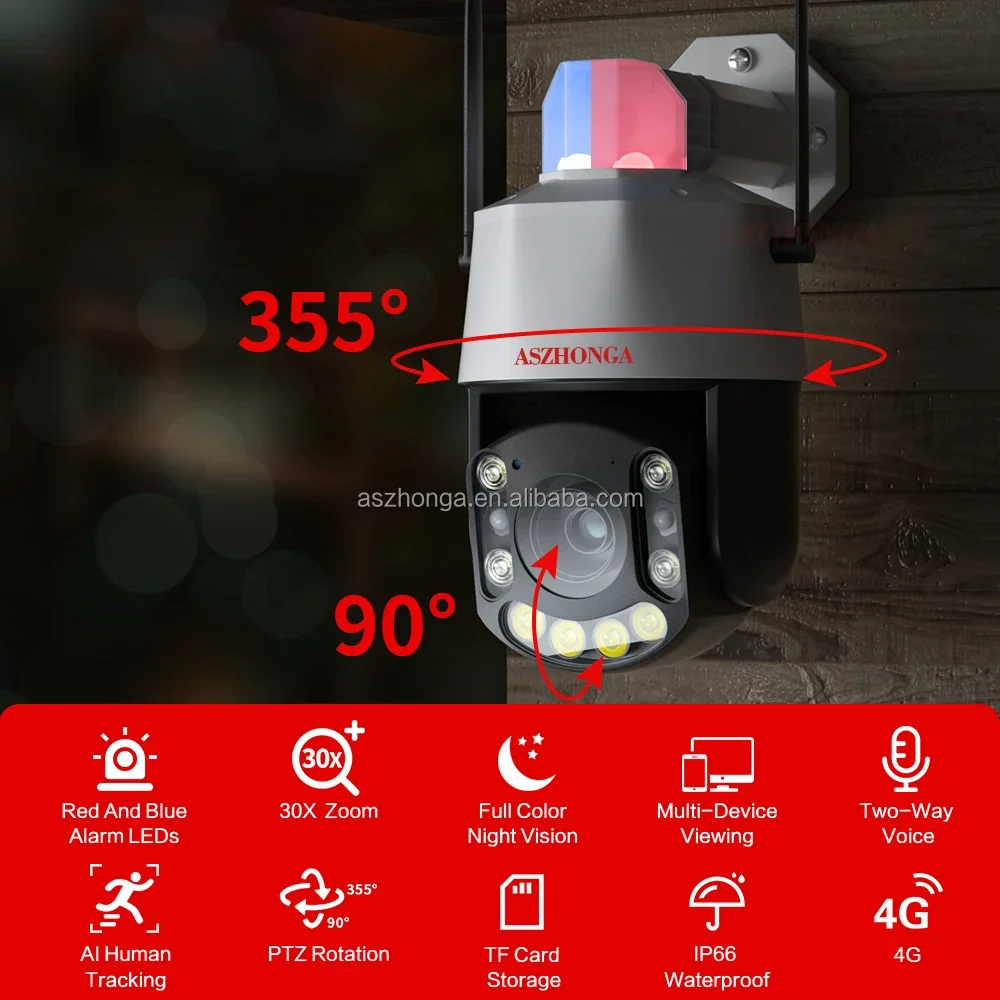 Kamera CCTV keamanan kartu SIM 5MP 3G 4G, kamera jaringan IP perbesaran 33X 1080P HD PTZ luar ruangan rumah kamera pengintai warna penuh penglihatan malam