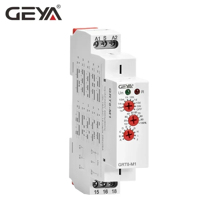 GEYA Multifunktions-Timer-Relais, elektronisch, verstellbar oder digitaler Einstell-Timer-Schalter, 12 V, 24 V, 48 V, 110 V, 220 V, GRT8-M, GRT8-K