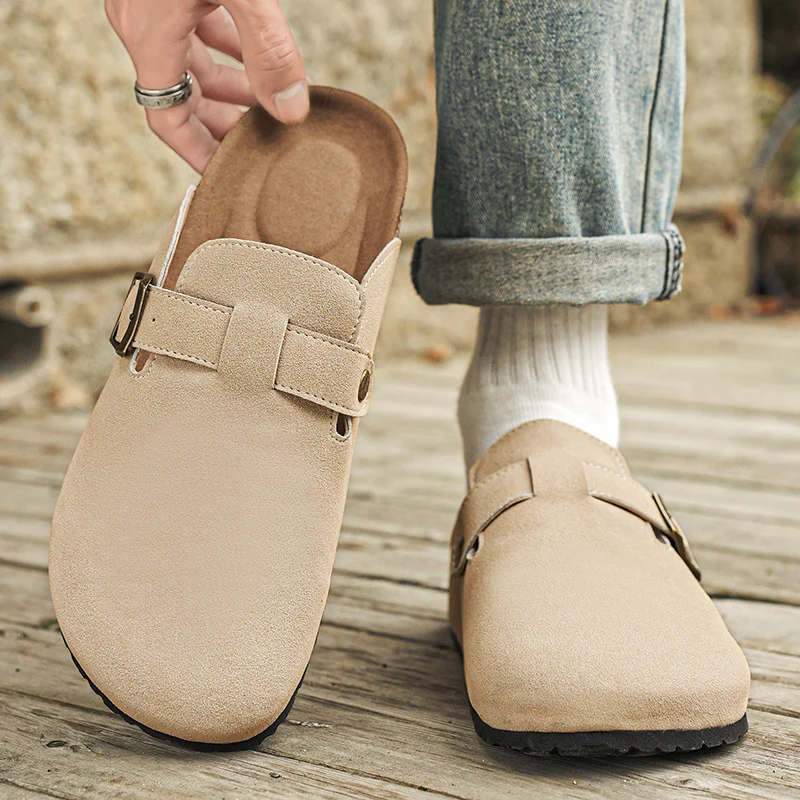 

Mens Shoes Fashion Men Mules Shoe with Arch Support Birkens Men's Suede Sandals Retro Cork Clogs Unisex Classic Beach Тапочки
