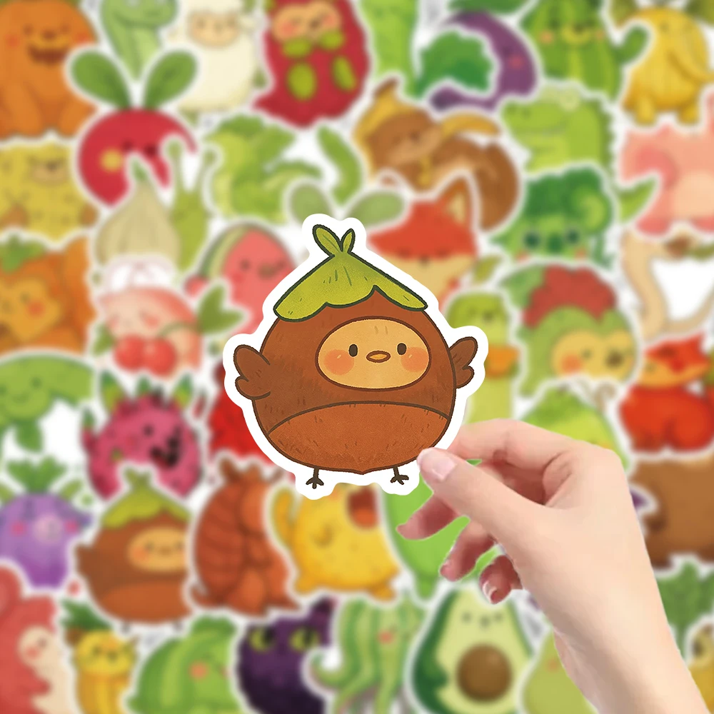 ชุดสติกเกอร์ธีมอาหารแปลกใหม่ 54 ชิ้น สติกเกอร์ลายผลไม้ ผัก และสัตว์น่ารักสำหรับตกแต่งแล็ปท็อป สมุดบันทึก และสมุดภาพ