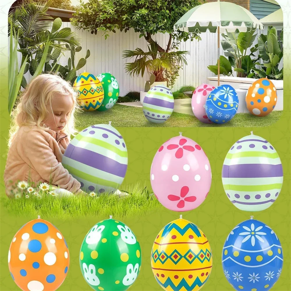 Uovo gigante di Pasqua Palla gonfiabile in PVC Ornamento pendente da giardino esterno 35x27 cm Palloncino Decorazioni per uova di Pasqua per feste per cortile