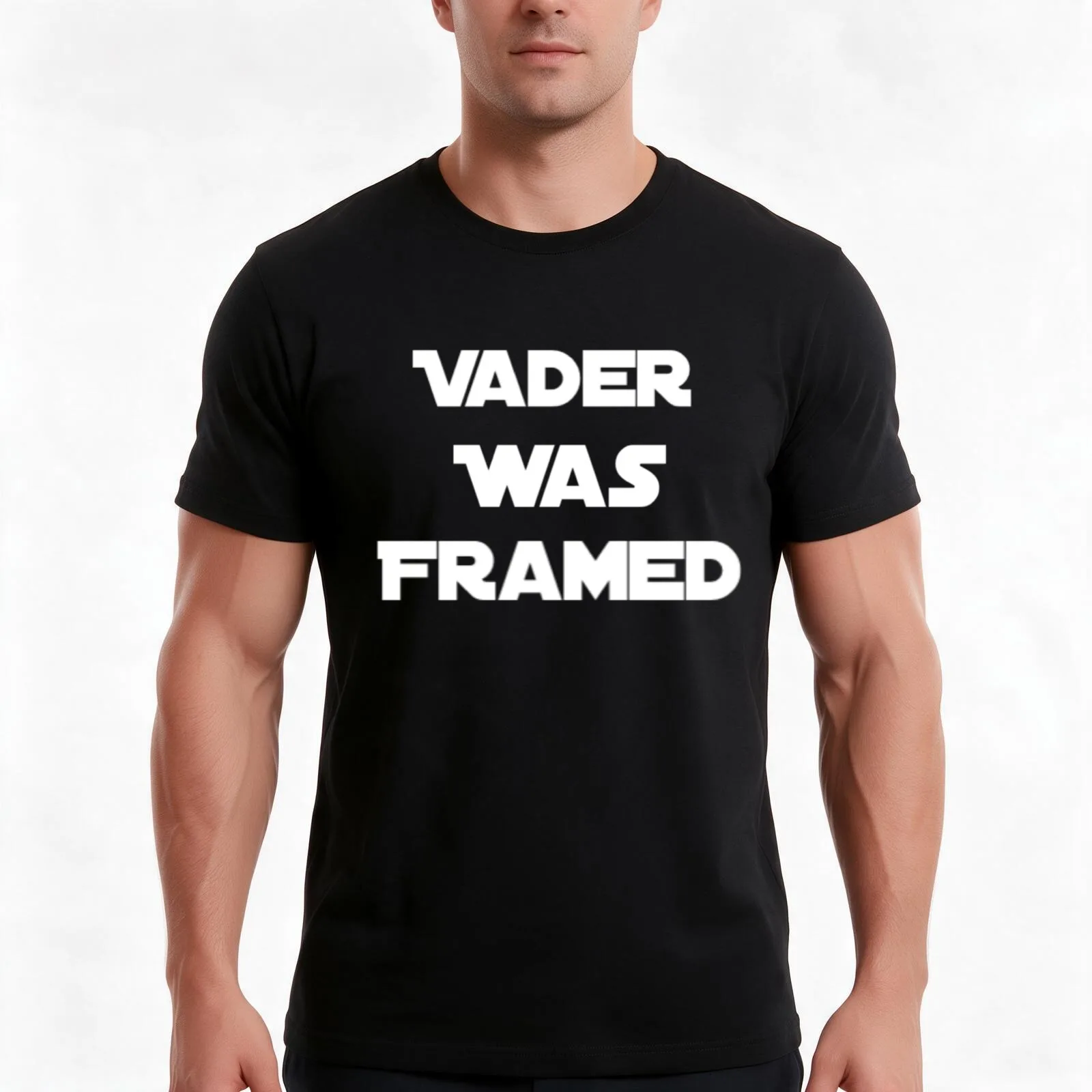 Vader Was Framed In White On Black Background T-Shirt, Summer Casual Cotton Tee, Oversized Streetwear Tops, Unisex Men Women