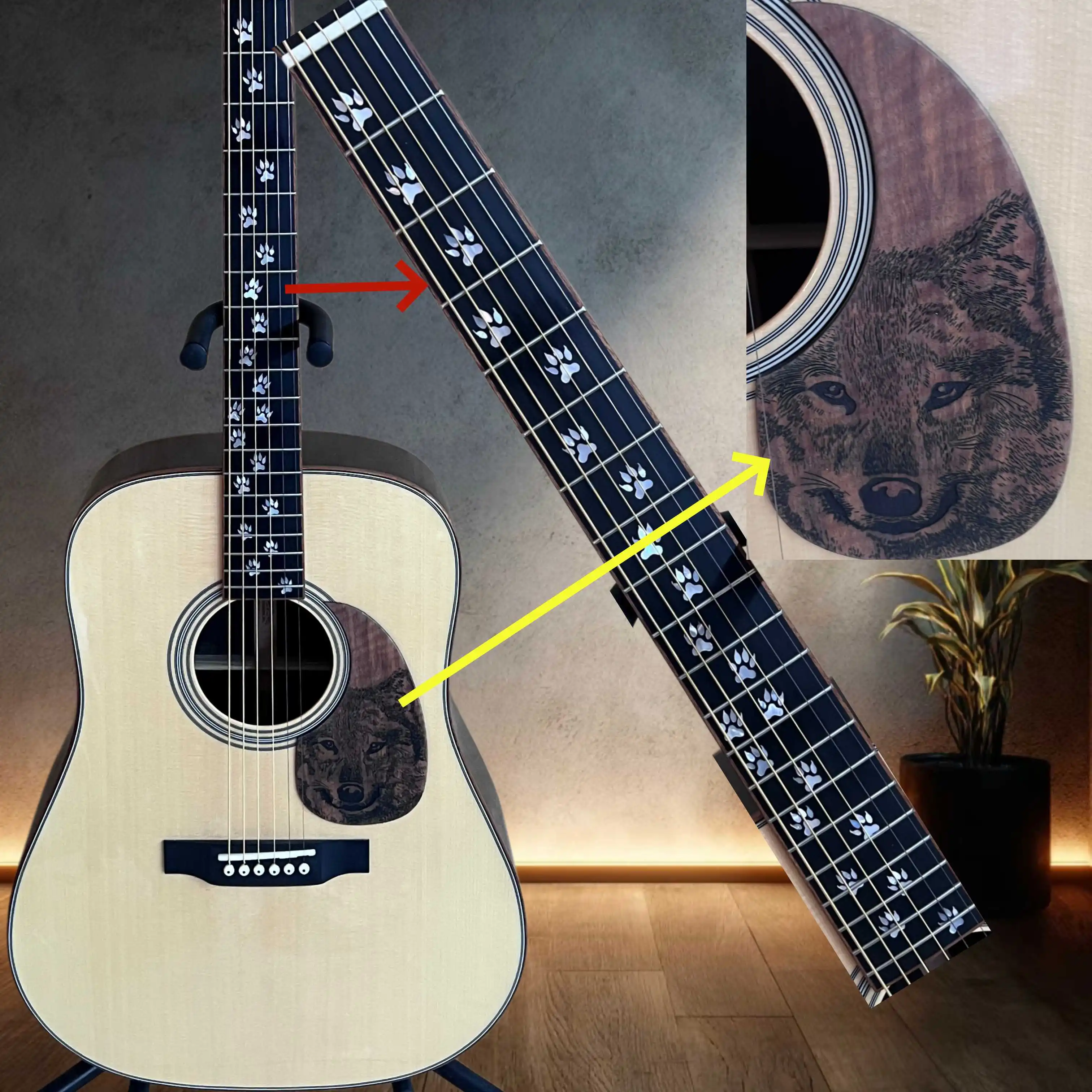 Handmade Special D-series Acoustic Guitar, Wolf Claw, Ebony Fingerboard, Spruce Top, Folk Style Suitable As A Birthday Gift