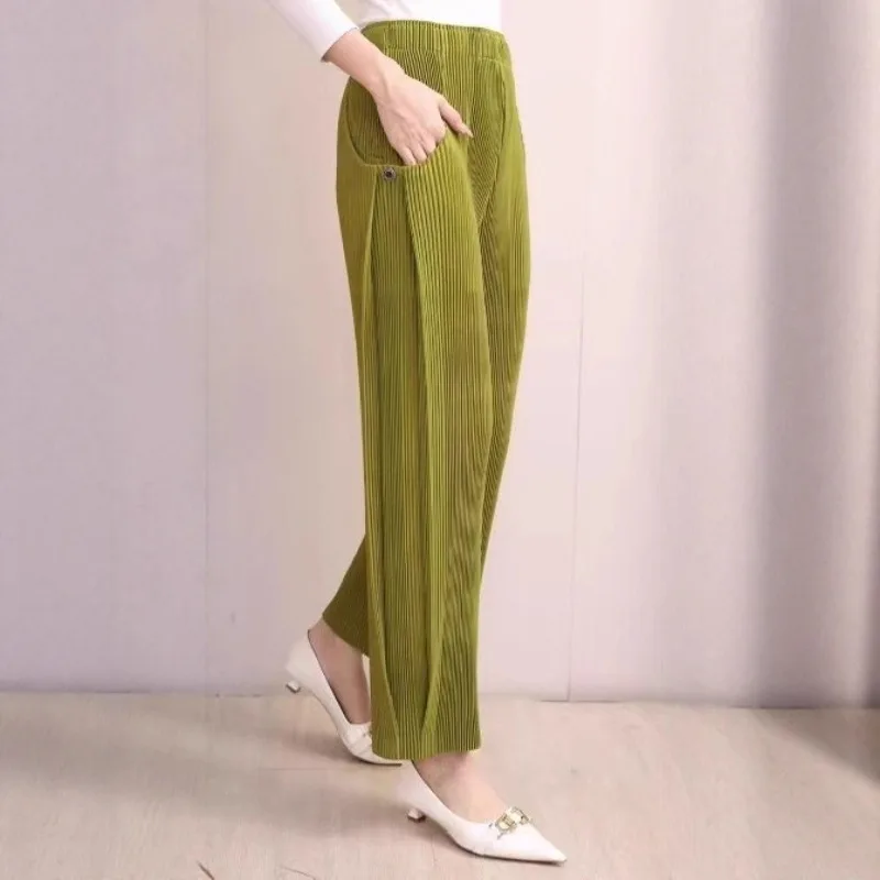 Miyake Pleated Fall Women Pants New High-waisted Thin Casual Pants Temperament Fashion Versatile Office Commuting Women's Pants