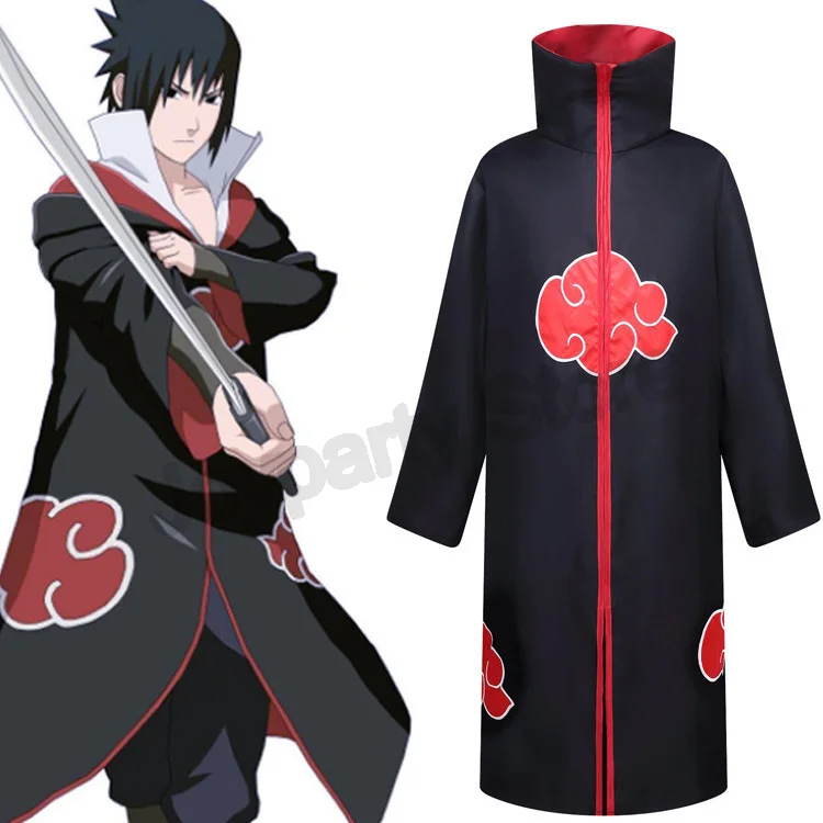 АнимеNinja Косплей Намикадзе Минато Акацуки Косплей Костюм ниндзя Учиха Итачи Плащ с красным облаком Халат Плащ Повязка на голову Реквизит
