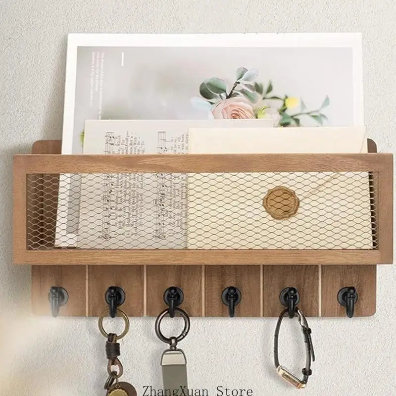 Gift Ready Wooden Wall Mail Shelf For Keys Small Items Home Entry 3XUF – Detail 5