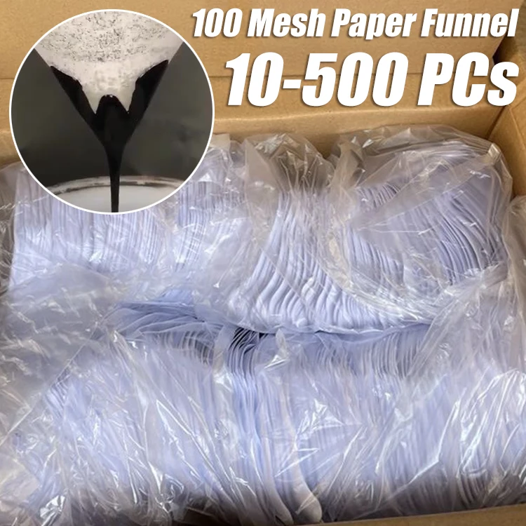 100 Mesh Motorcycle Car Paper Fuel Filters Purifying Straining Filter Funnel Disposable Auto Spray Paint Tool Conical Nylon