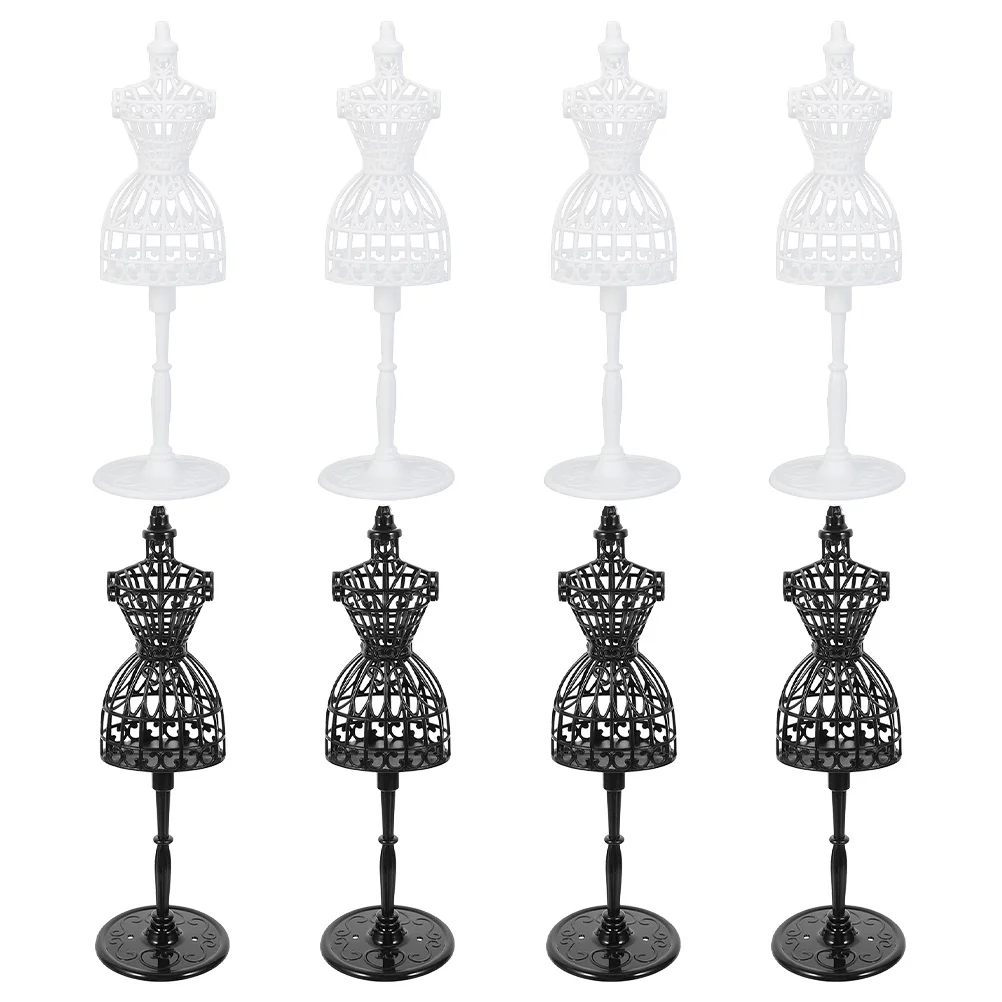 

8pcs Dress Mannequin Stand Mini Clothing Display Rack For Dollhouse Accessories Plastic Female Mannequin Garment Support