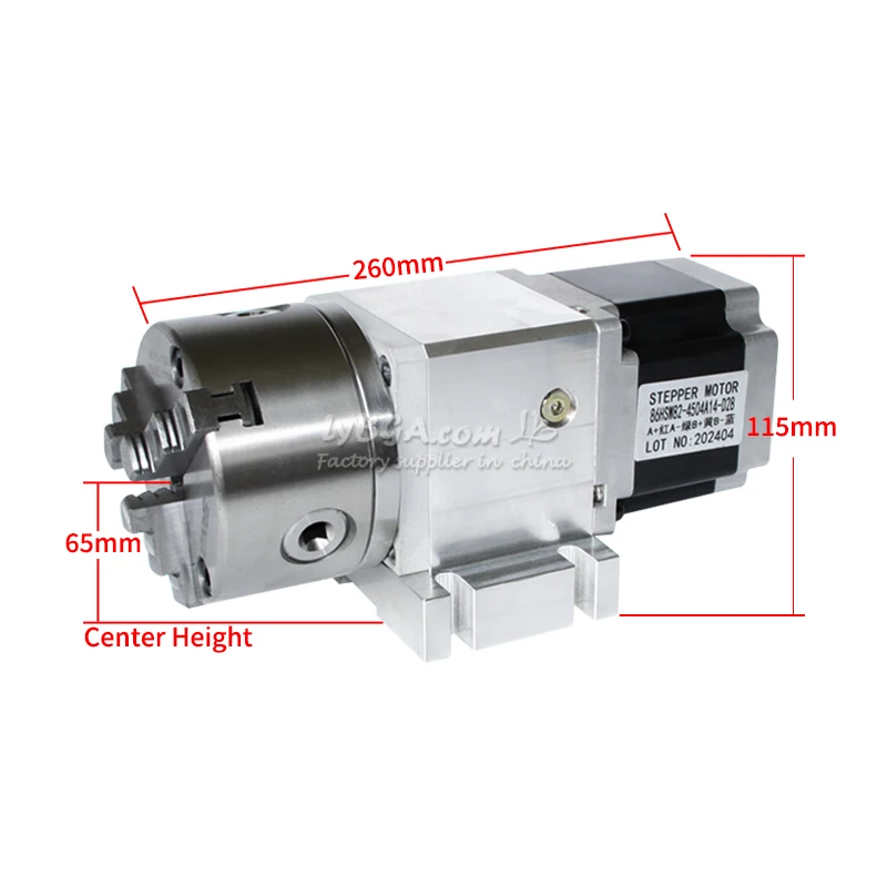 Rotary Axis Planetary Gear 4th Rotary Axis 100mm Chuck A Axis Speed Reducing Ratio 10:1 for CNC Router Engraver Machine