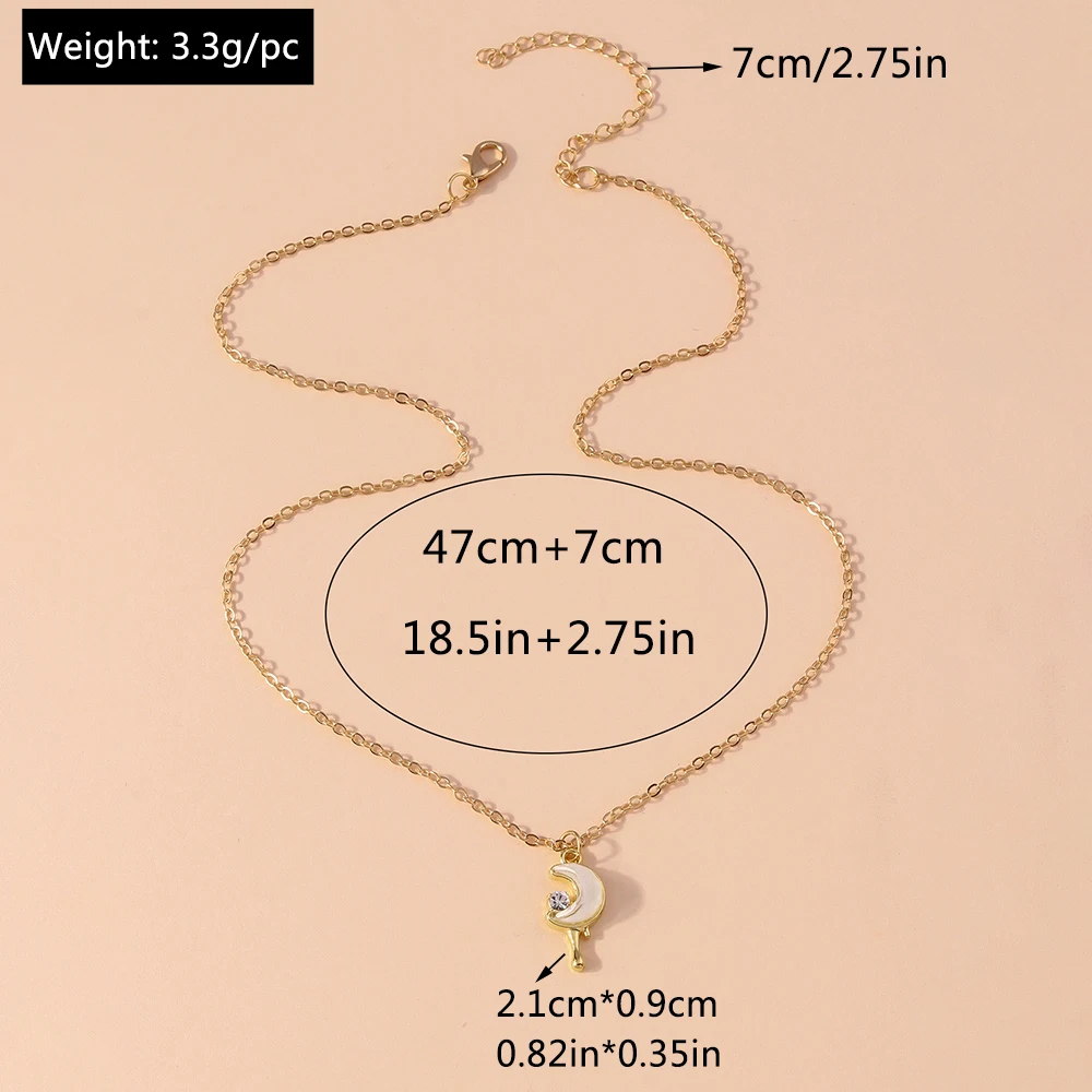 Aihua Exquisite Y2K Gold Farbe Kristall Sonne Mond Sterne Halsketten für Frauen Koreanische Temperament Schlüsselbein Kette Geburtstag Schmuck Geschenk – Detail 17
