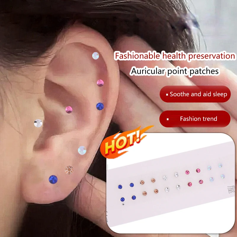 20/100 parches pegatinas de punto de oreja de Color dorado y plateado palo de presión de oreja pegatinas de semillas de masaje Auricular de acupuntura