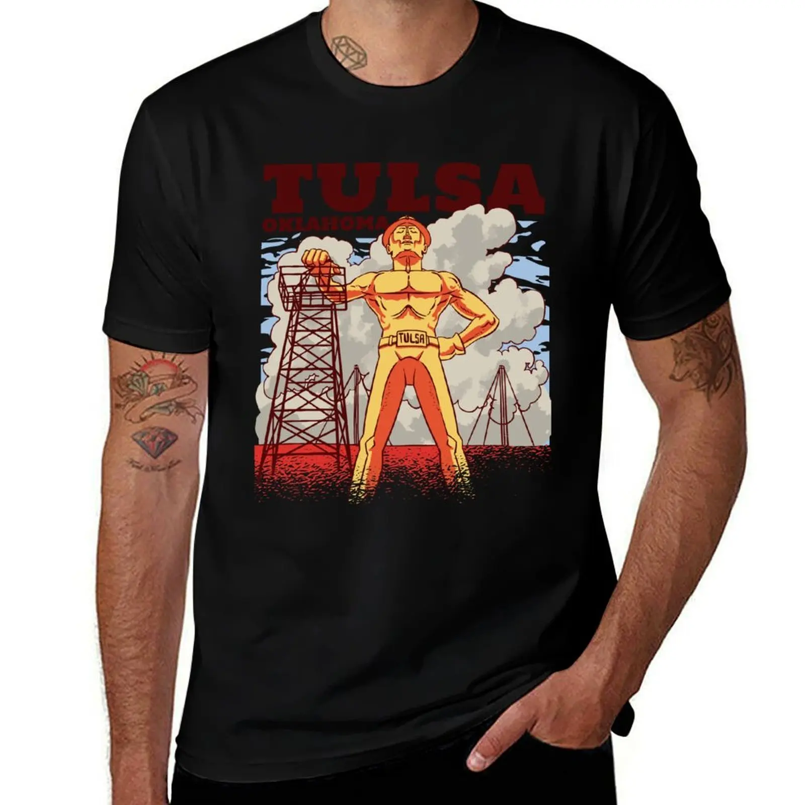 Golden Driller Tulsa Oklahoma T-Shirt Basic Breathable Solid Color T-Shirt