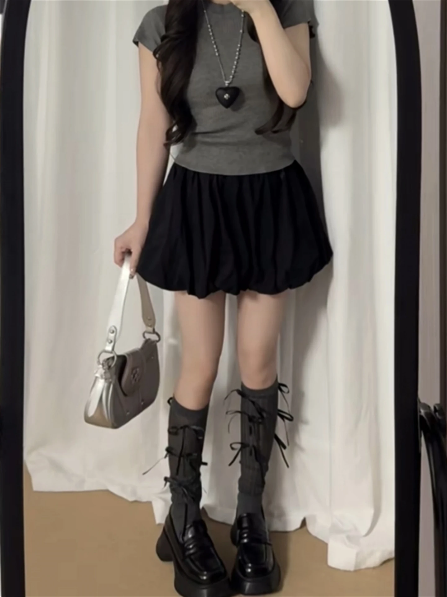 Bla Flower Bud Ort Rock Damen Hohe Taille A-Linie Blase Rock Kuchen f Rock Pendeln Koreanische Sle Plissee Stan...