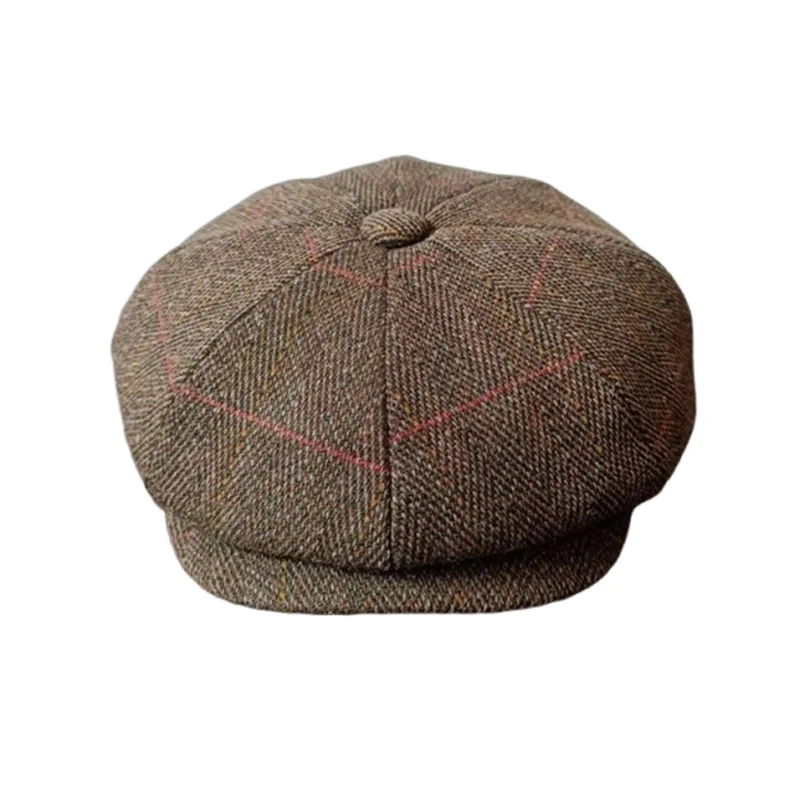Britain Wool Tweed Newsboy Cap for Men Paperboy Warm Winter Hat Vintage Flat Ivy Cabbie Gatsby Cap