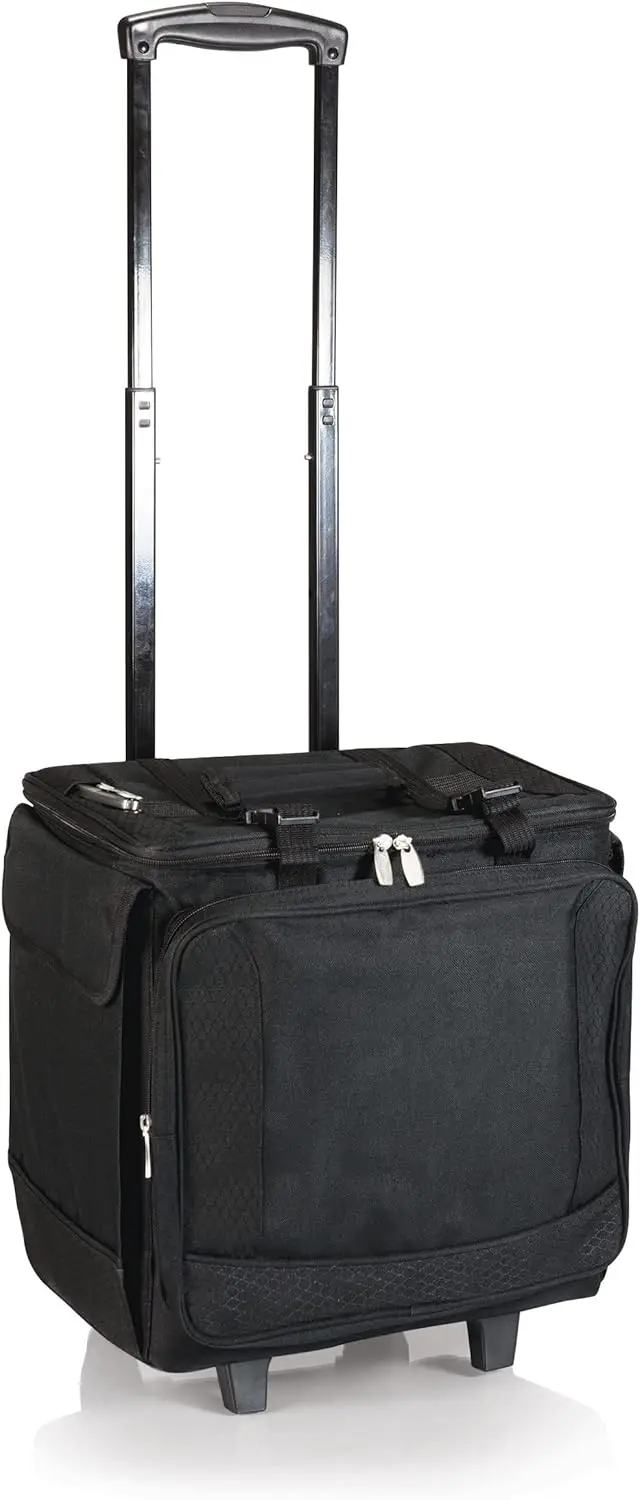 

Portable Rolling Wine Cooler with Wheels, Insulated for 12 Bottles, Outdoor Ice Chest with Telescopic Handle