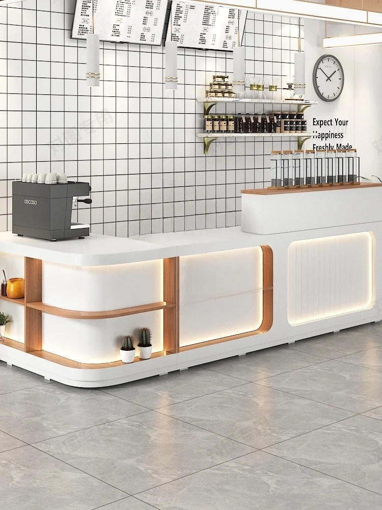 Simple Modern Milk Tea Shop Bar Counter Cashier Fresh Flower Shop Front Desk Coffee Shop Cabinet Billiard Hall Corner