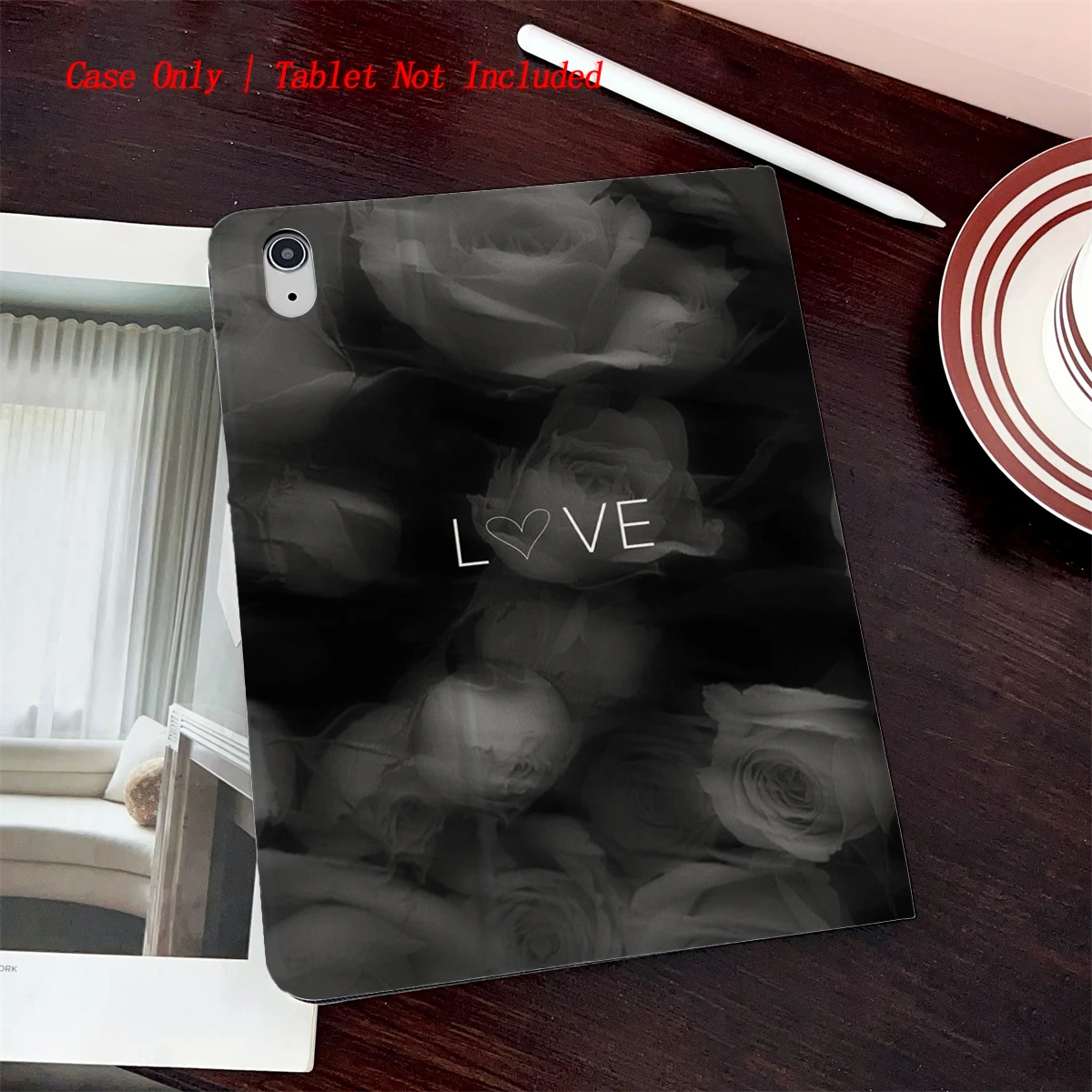 

8. Чехол для iPad с принтом в свежем стиле, 360° ° Вращающаяся подставка и слот для ручки, стиль книги, автоматический режим сна/пробуждения, совместим с различными Apple iPad