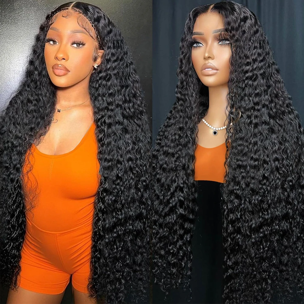 

Deep Wave Lace Front Wigs Human Hair 250% Density 13x4 HD Lace Front Wigs Human Hair Pre Plucked Deep Curly Wig Natural Black