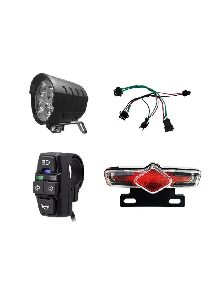 AliExpress NONE Ebike Bicycle Taillight Front Light Set 36V-60V Bikes Rack Lamp With Horn Headlight Switch Electric Bicycle Turn Tail Light