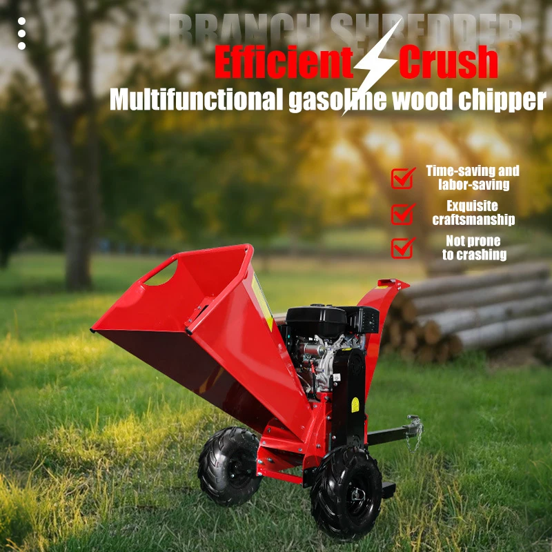 Portable Multifunction 120mm Large Chipping 4-Stroke Engine Industrial Forestry Garden Wood Shredder Machine