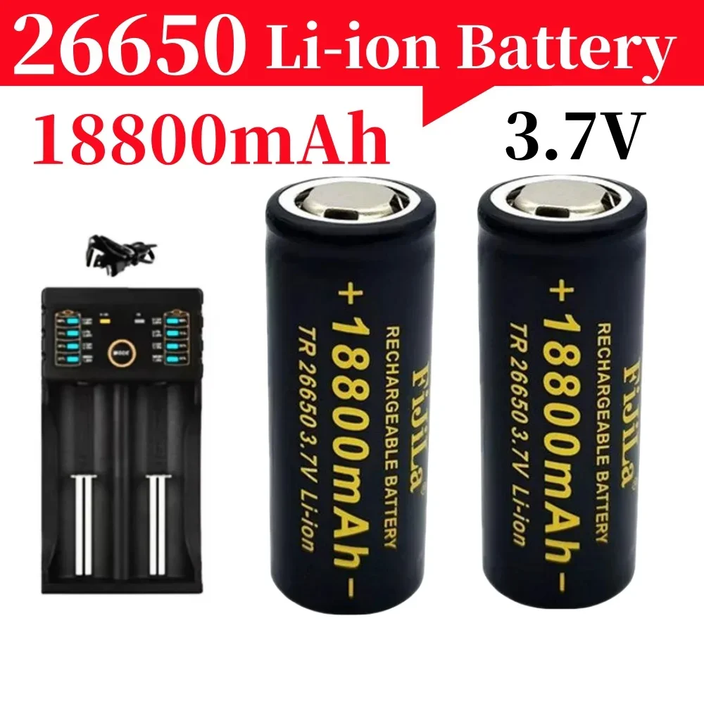 Original 26650 Battery 18800mAh 3.7V 50A Lithium Ion for LED Flashlight with Charger High Quality 100% New