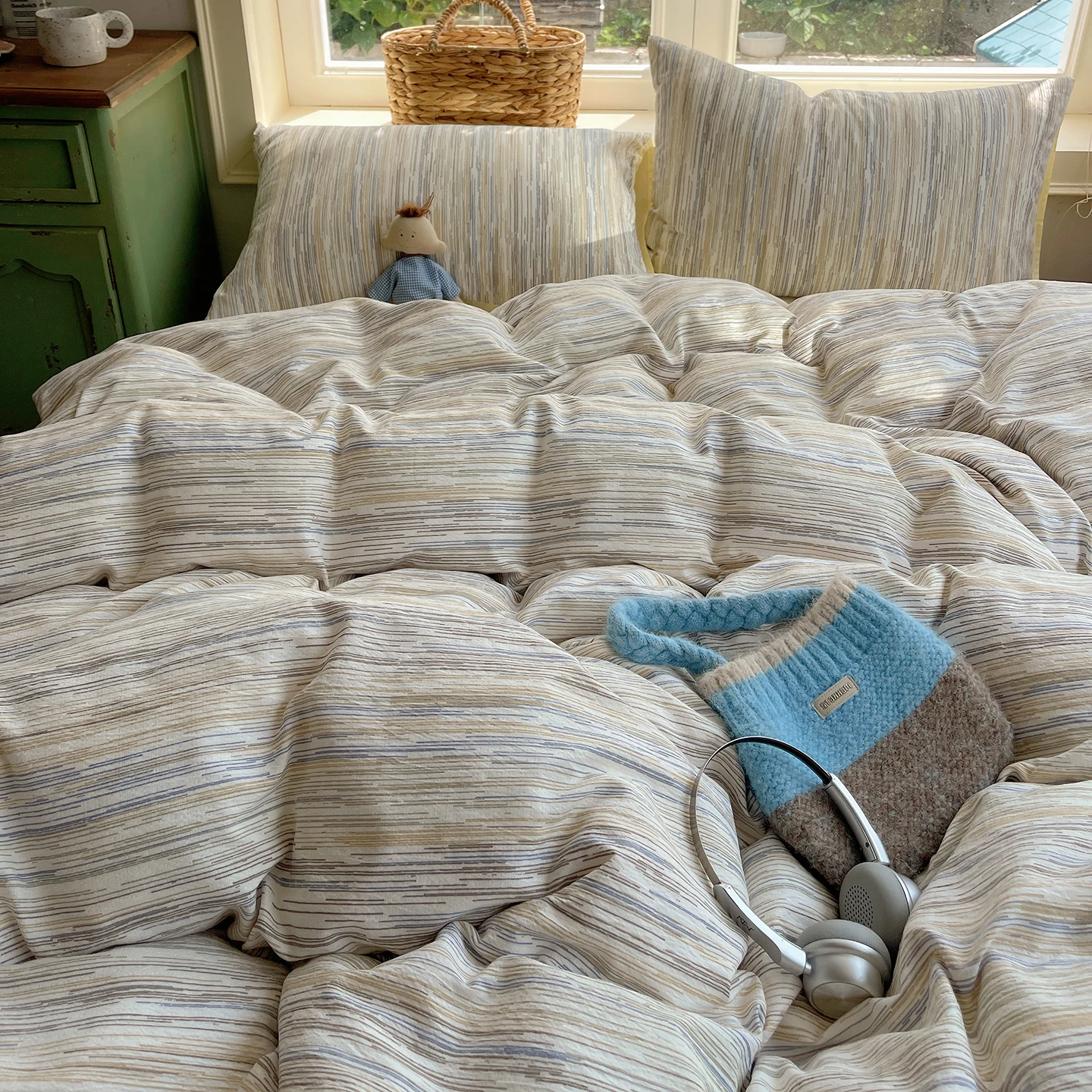 1pc Stripe Printed Duvet Cover Skin-friendly Quilt Cover 이불커버 Single/Full/Queen Size Comforter Cover housse de couette 220x240