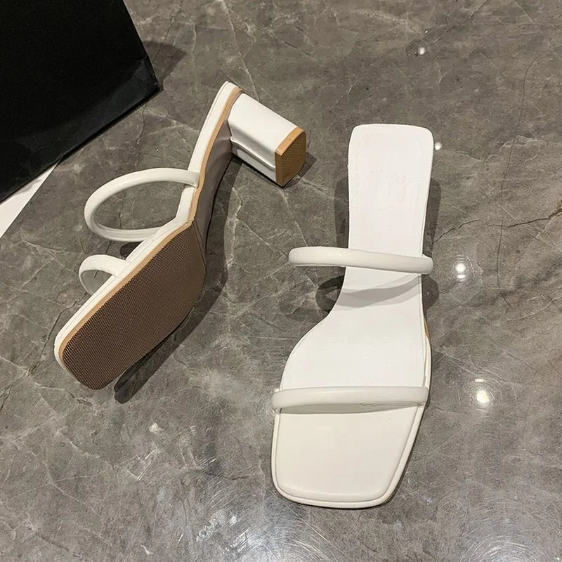 2022 Women Sandals Pumps Summer Fashion Open Toe High Heels Shoes Female Thin Belt Thick Heels Party Casual Female Shoes