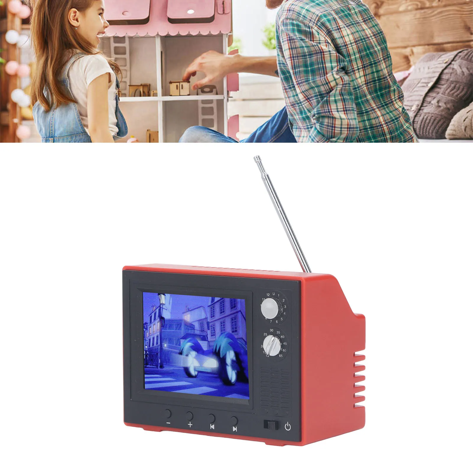 تلفزيون قديم، تلفزيون قديم قديم قابل للتشغيل، أثاث بيت الدمية المصغر عالي المحاكاة #2